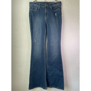 NWT Forever 21 Flare Leg Jeans Distressed Denim Dark Wash‎ Women's Size 30